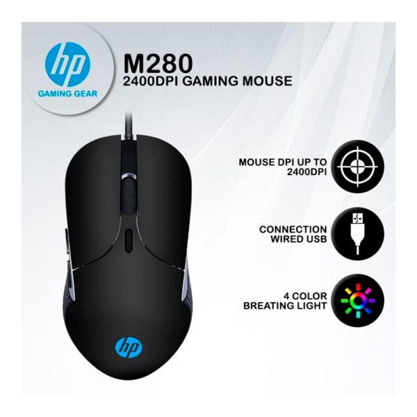 MOUSE GAMING HP M280 RGB NEGRO