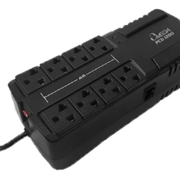 ESTABILIZADOR OMEGA 4BK212 PCG1200 8 TOMAS RED LED ON/OFF