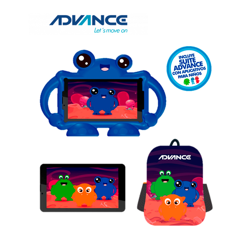 TABLET PACK ADVANCE TR7987, 7" TN 1024x600, ANDROID 10 Go. Incluye mochila con diseño .