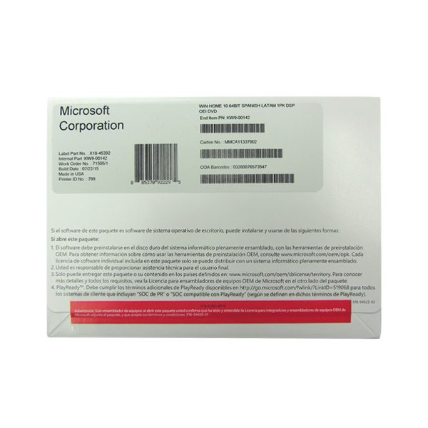 SISTEMA OPERATIVO MICROSOFT WINDOWS HOME 10
