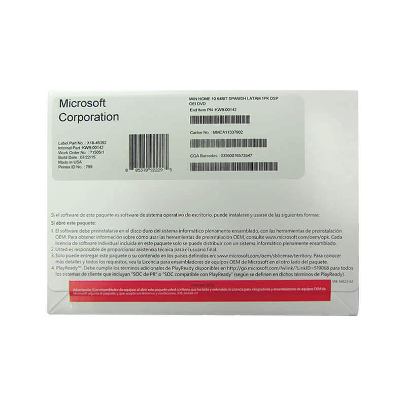SISTEMA OPERATIVO MICROSOFT WINDOWS HOME 10